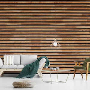 Wooden Slats Natural Removable Wallpaper