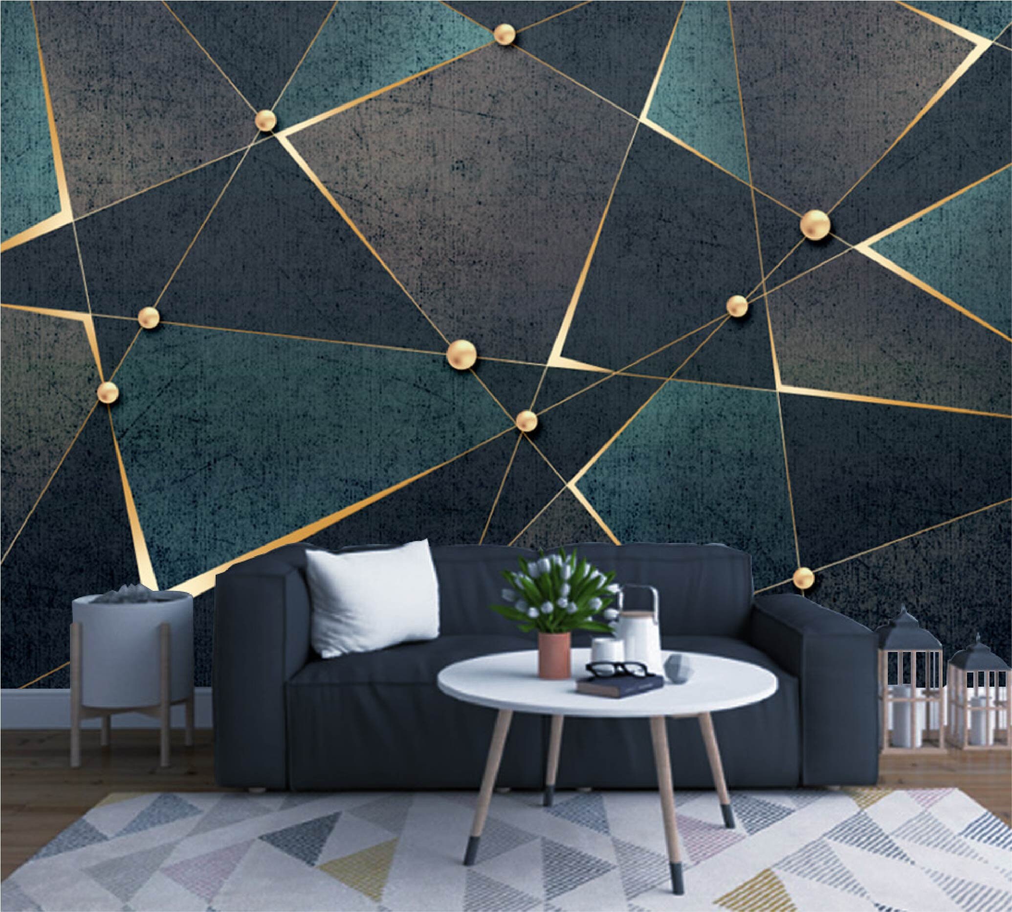 Creative Geometric Lines Modern Minimalistic Golden Abstract Luxury ...