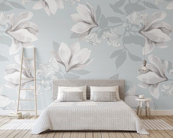 Magnolia Flower Wallpaper, Peel and Stick Wallpaper, Removable Wallpaper, Wall Mural, Wallpaper Mural, Floral Wallpaper, Adhesive Wallpaper