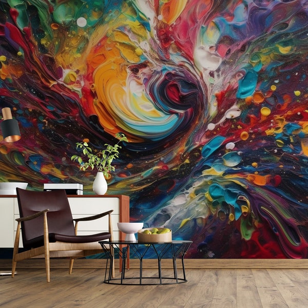 Abstract Colorful Wallpaper | Wall Mural | Removable, Self Adhesive or Pasted, Modern Background Wall Mural