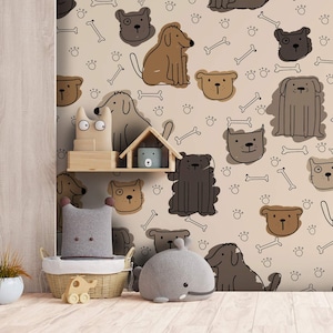 Dog Wallpaper | Wall Mural | Peel and Stick Dog Wallpaper | Removable Wallpaper, Nursery Boy Girl Wallpaper, Dog Mural, Nursery Wallpaper