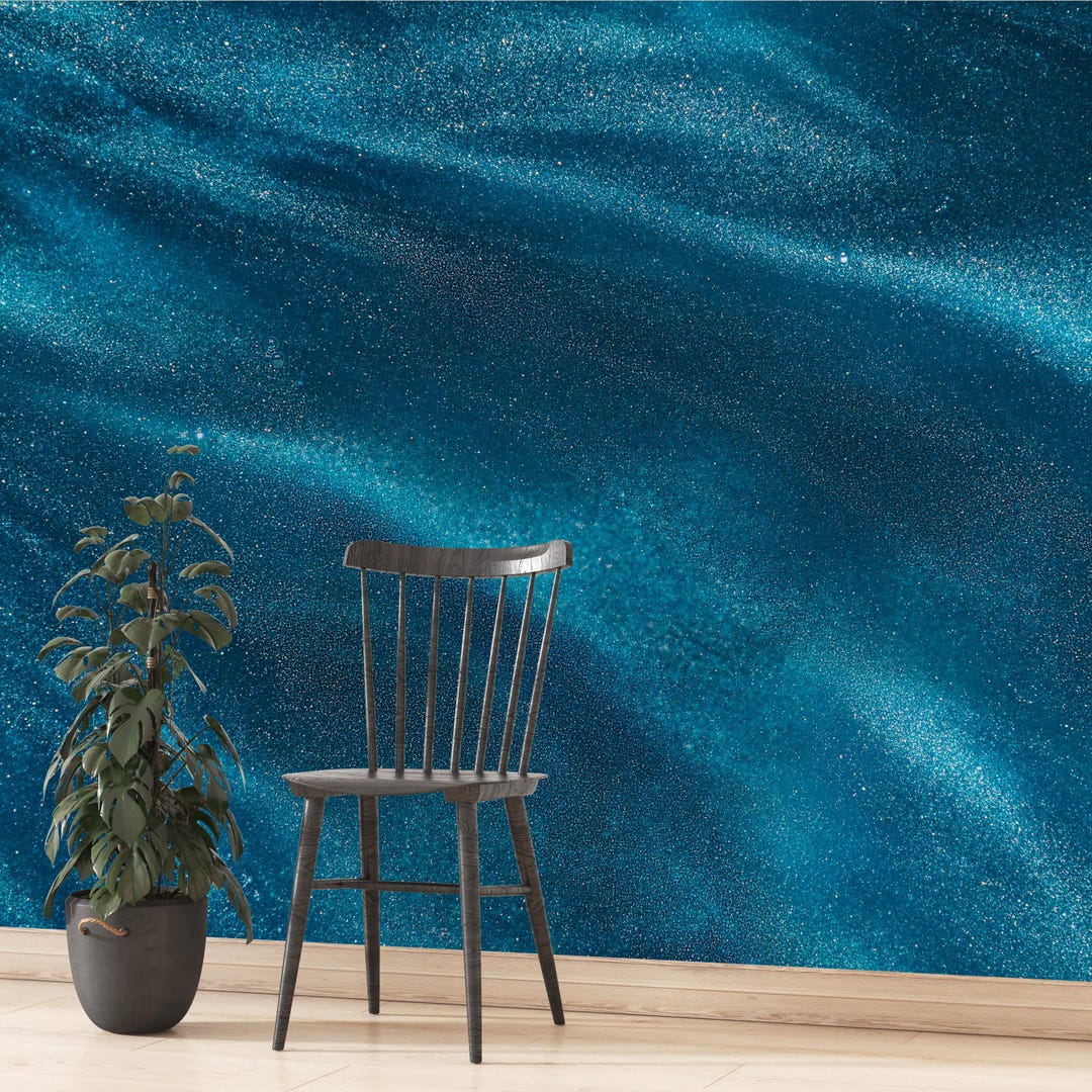 Luxury Blue Glitter Wall Mural | Sparkling Deep Ocean Wallpaper ...