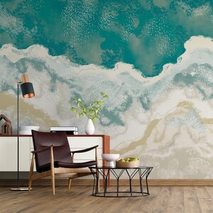 Peel and Stick Abstract Ocean Wallpaper | Pattern Wall Mural | Self Adhesive or Pasted | Removable Wallpaper | Custom Size