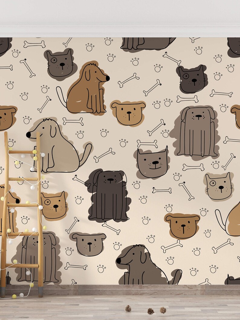 Dog Wallpaper Wall Mural Peel and Stick Dog Wallpaper - Etsy