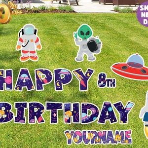 Cartel personalizado de feliz cumpleaños (nombre) | Cartel de cumpleaños  personalizado para patio, 18 x 24 pulgadas