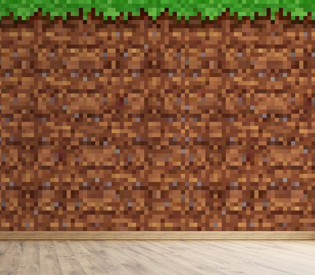 Minecraft Pattern Wallpaper, Peel and Stick Teen Room Mural, Self Adhesive or Pasted Wallpaper