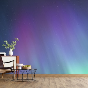 Aurora Borealis Background Wallpaper, Wall Mural | Removable and Temporary Wallpaper, Peel and Stick - Self Adhesive Wallpaper