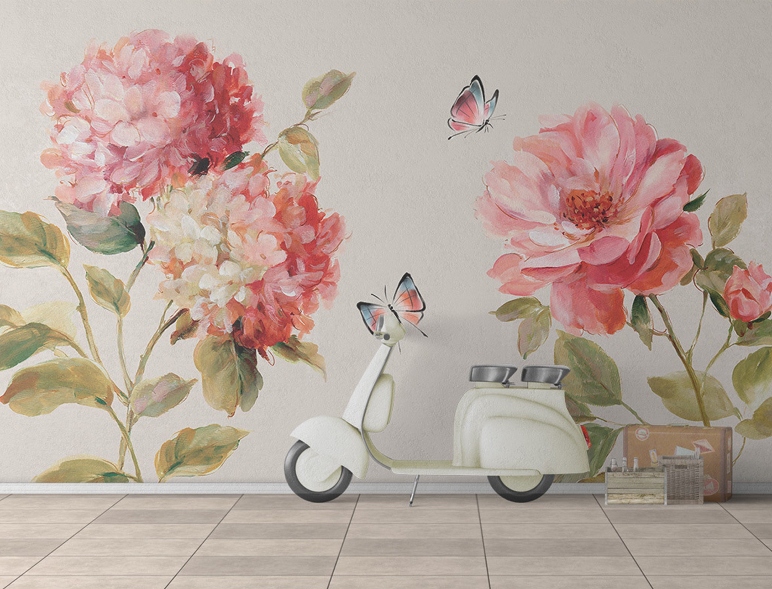 European Style Hand Painted Flower Wallpaper Peel and Stick Etsy