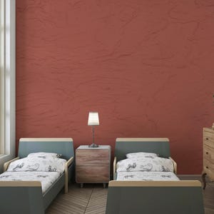 Bold Red Textured Wallpaper – Rustic Plaster Effect Wall Covering, High-Quality Matte Finish – Interior Wallpaper - Peel and Stick Wallpaper