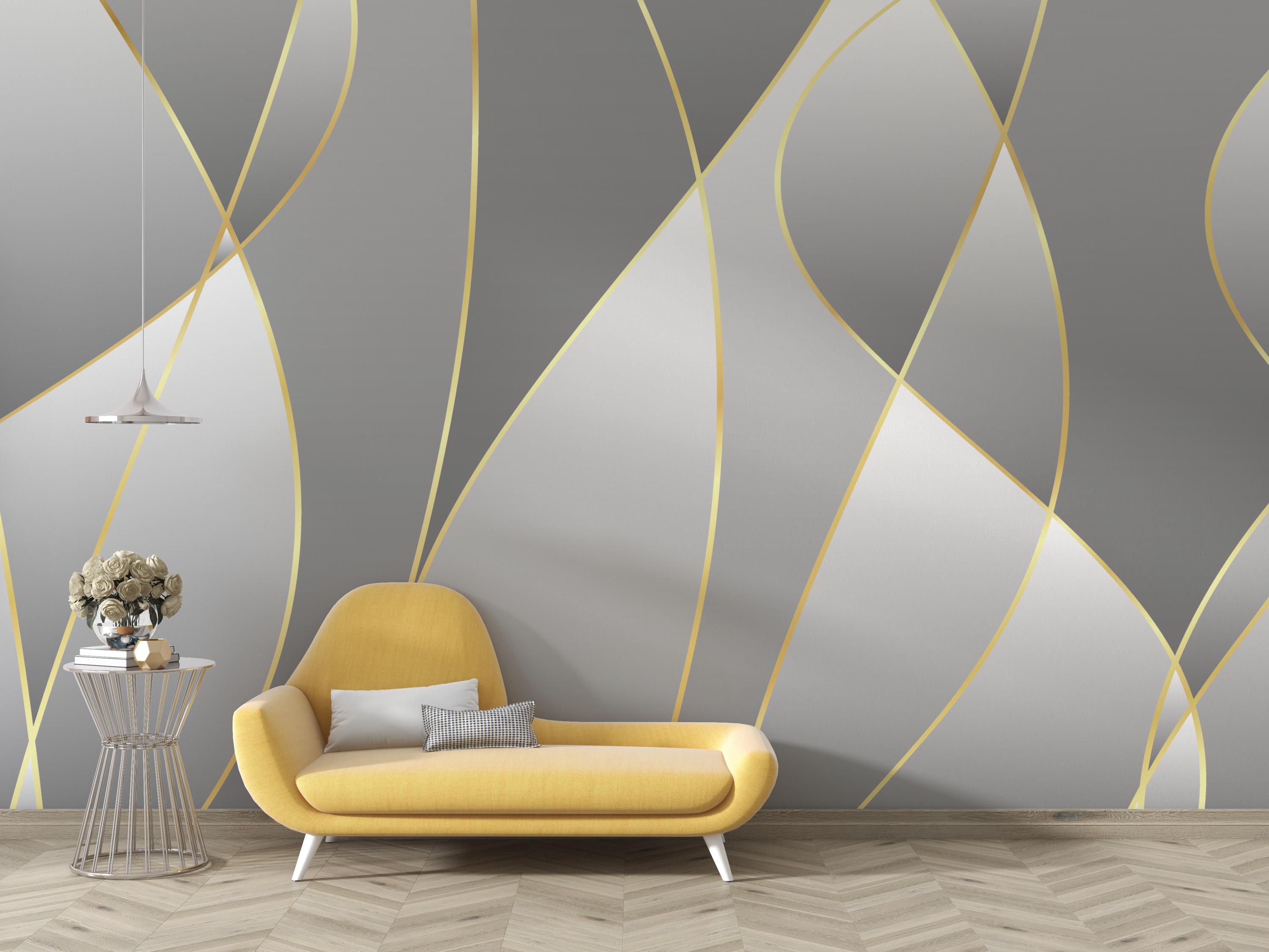 Elegant Grey and Gold Abstract Wall Mural – Luxury Modern Wallpaper ...