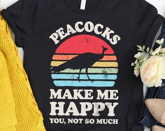Shirt Peacocks Make Me Happy Sunset / Peacock Shirt / Peacock Gifts / Cadeau voor Peacock Lover / Peacock Design Retro Vintage Tank Top Hoodie