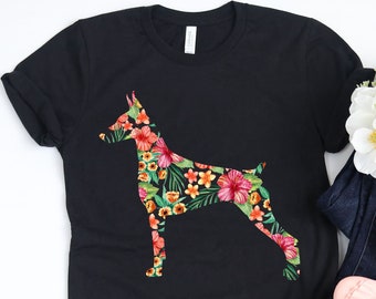 Doberman Flower Shirt / Doberman Shirt / Doberman Gifts / Funny Dobermans / Doberman Dog / Doberman Lover / Floral Shirt / Tank Top / Hoodie