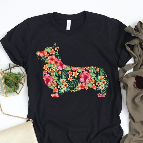 Corgi Flower Shirt / Corgi Shirt / Corgi Gifts / Corgi Dog / Funny Cute Corgis / Corgi Lover Gift / Floral Shirt / Tank Top / Hoodie