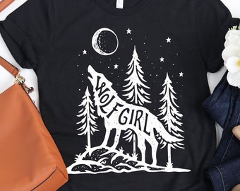 Camiseta de chica lobo / Camiseta de lobo / Regalos de lobos / Regalo de lobo aullando / Camisetas de lobo gris / Amantes de los animales / Arte para amantes de los perros / Camiseta sin mangas / Sudadera con capucha