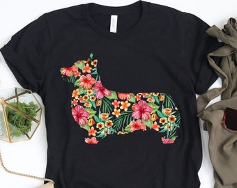 Corgi Flower Shirt / Corgi Shirt / Corgi Gifts / Corgi Dog / Funny Cute Corgis / Corgi Lover Gift / Floral Shirt / Tank Top / Hoodie