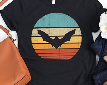 Bat Sunset Retro Shirt / Bat Shirt / Bat Gifts / Gift for Bat Lover / Bat Design / Bats Print / Bat Lovers Gift / Tank Top / Hoodie