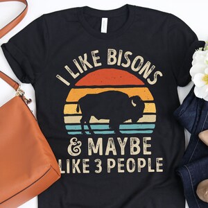 I Like Bisons Retro Shirt / Bison Shirt / Bison Gifts / Buffalo Lover Gift / Vintage Sunset / Animal Lovers / Bison Print / Tank Top Hoodie