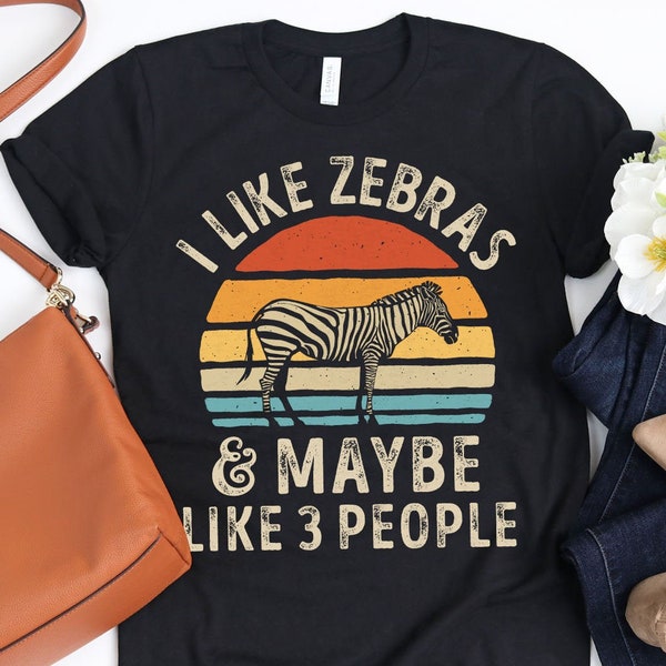 I Like Zebras Retro Shirt / Zebra Shirt / Zebra Gifts / Zebra Lover Gift / Vintage Sunset / Animal Lovers / Tank Top / Hoodie