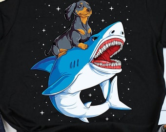 Dachshund Riding Shark Shirt / Dachshund Shirt / Dachshund Gifts / Dachshund Lover / Dachshund Tshirt / Shark Shirt / Tank Top Hoodie