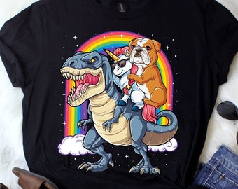 English Bulldog Unicorn T rex / English Bulldog Shirt / Rainbow Unicorn / Dinosaur T-rex / English Bulldog Gifts / Tank Top / Hoodie