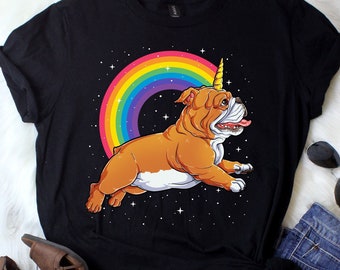 English Bulldog Unicorn Shirt / English Bulldog Shirt / Rainbow Unicorn / English Bulldog Gifts / Bulldog Lover / Tank Top / Hoodie