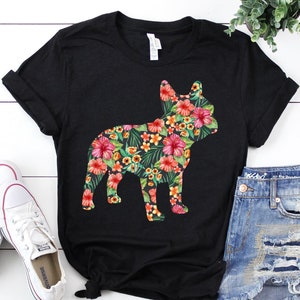 Camiseta con flores de bulldog francés / Camiseta de bulldog francés / Regalos de bulldog francés / Bulldogs franceses / Regalo para amantes de los bulldogs / Camiseta sin mangas / Sudadera con capucha