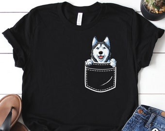 Siberian Husky Pocket Shirt / Siberian Husky Shirt / Siberian Husky Gifts / Siberian Huskies / Husky Shirt / Tank Top / Hoodie