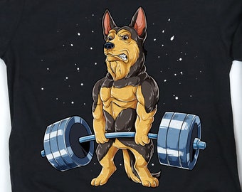 German Shepherd Weightlifting Shirt / German Shepherd Shirt / Gym Shirt / Workout Shirt / Fitness Shirt / Deadlift Shirt / Tank Top / Hoodie