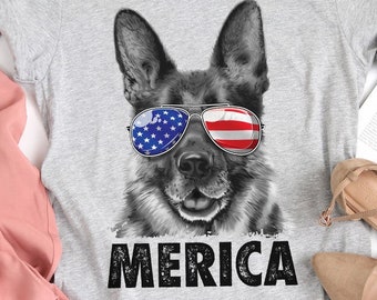 German Shepherd 4th of July Shirt / Shepherds Gift / Fourth f July / USA America / GSD Dog Lover / American Flag Gifts / Tank Top / Hoodie