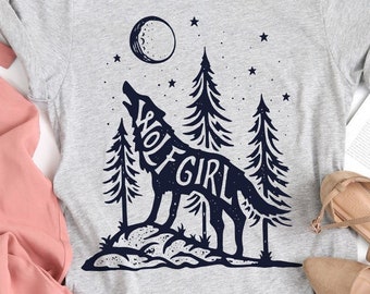 Wolf Girl Shirt / Wolf Shirt / Wolves Gifts / Howling Wolf Gift / Grey Wolf Shirts / Animal Lovers / Dog Lover Art / Tank Top / Hoodie