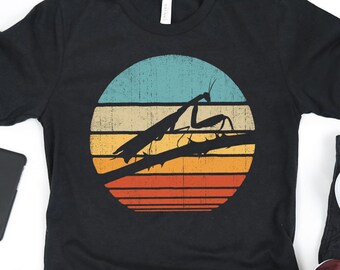 Gottesanbeterin Sonnenuntergang Retro Shirt / Gottesanbeterin Geschenke / Geschenk für Mantis Liebhaber / Insekten Print / Käfer Liebhaber / Tank Top Hoodie