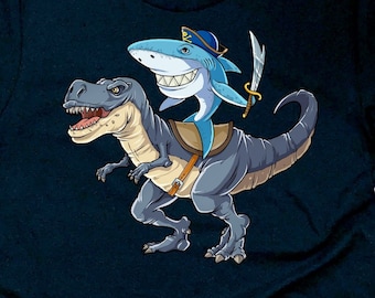 Shark Riding Dinosaur Shirt / Dinosaur Shirt / Dinosaur Gifts / Dinosaurs / Dinosaur Tshirt / T rex Shirt / T-rex Shirt / Tank Top / Hoodie