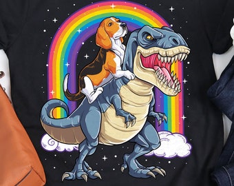 Beagle T-Rex Shirt / Beagle Shirt / Dinosaurier T-rex / Beagles Geschenke / Regenbogen T-Shirt / Hund Reit Trex / Tank Top / Hoodie
