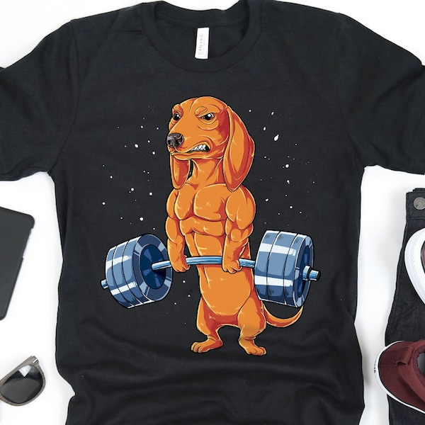 Red Dachshund Weightlifting Shirt / Red Dachshund Shirt / Dachshund Gifts / Gift for Dachshund Owners / Gym Workout Shirts / Tank Top Hoodie