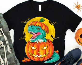 Dinosaur Pumpkin Halloween Shirt / Dinosaur T-rex / Happy Halloween / Trick or Treat / Jack O Lantern / T rex Pumpkin / Tank Top / Hoodie