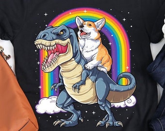 Camiseta de dinosaurio T-rex de Corgi / Camiseta de Corgi / Dinosaurio T-rex / Regalos de Corgi / Corgis divertidos y lindos / Regalo para amantes de los Corgi / Sudadera con capucha sin mangas