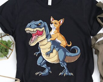 Chihuahua Dinosaur T rex Shirt / Chihuahuas Gifts / Dinosaur T-rex / Chihuahua Tee / Chihuahua Lover / Dog Riding Trex / Tank Top / Hoodie