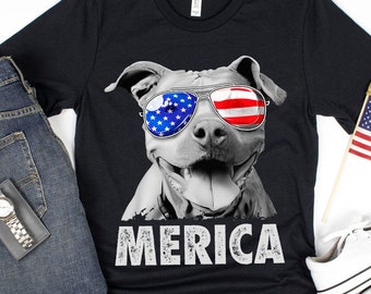 Pit Bull 4th of July Shirt / Pitbull Shirt / 4th of July Gift / July 4 Shirts / American Flag Tee / Fourth of July / Tank Top / Hoodie