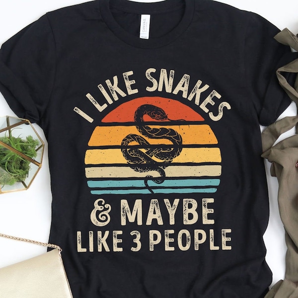 I Like Snakes and Maybe 3 People Sunset Shirt / Snake Shirt / Snake Gifts / Retro Vintage Shirts / Snake Owner Gift / Tank Top / Hoodie