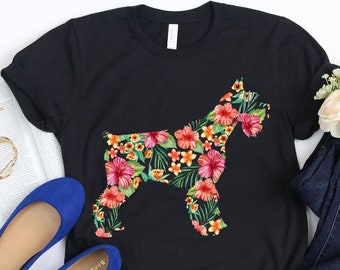 Camisa de flores Schnauzer / Camisa Schnauzer / Regalos Schnauzer / Perro Schnauzer / Schnauzers miniatura / Camisa floral / Camiseta sin mangas / Sudadera con capucha