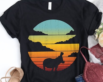 Hippo Sunset Shirt / Hippo Shirt / Hippo Gifts / Hippo Lover Gift / Hippopotamus Shirts / Retro Vintage / Hippo Print Art / Tank Top Hoodie