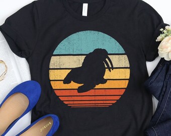 Chemise morse coucher de soleil / Chemise morse / Cadeaux morse / Rétro vintage / Amoureux des morses / Amoureux des animaux / Art imprimé morse / Débardeur / Sweat à capuche