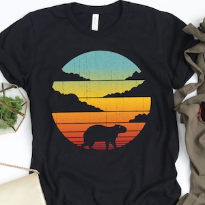 Capybara Sunset Retro Shirt / Capybara Shirt / Capybara Gifts / Gift for Capybara Lover / Capybara Design / Capybaras Print Tank Top Hoodie