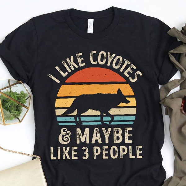 I Like Coyotes Retro Shirt / Coyote Shirt / Coyote Gifts / Coyote Design / Jackal Lover Gift / Vintage Sunset / Tank Top / Hoodie