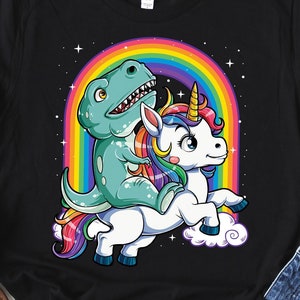 Dinosaur T rex Riding Unicorn Shirt / Unicorn Shirt / Unicorn Gifts / Unicorns / Rainbow Unicorn / T-rex Shirt / Tank Top / Hoodie