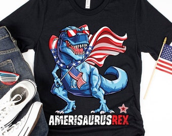 Dinosaur T rex 4th of July Shirt / 4th of July Shirt / Dinosaur Trex / Amerisaurus Rex / 4th of July / Fourth of July / Tank Top / Hoodie