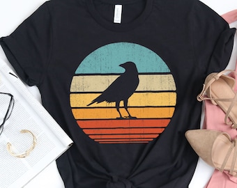 Crow Sunset Shirt / Crow Shirt / Crows Gifts / Gift for Crow Lover / Crow Design / Bird Lover Shirts / Retro Vintage / Tank Top / Hoodie