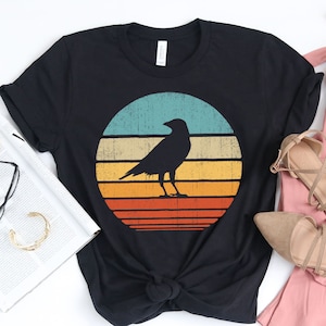 Crow Sunset Shirt / Crow Shirt / Crows Gifts / Gift for Crow Lover / Crow Design / Bird Lover Shirts / Retro Vintage / Tank Top / Hoodie