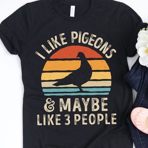 I Like Pigeons and Maybe 3 People Sunset Shirt / Pigeon Shirt / Pigeon Gifts / Retro Vintage / Bird Animal Lovers / Tank Top Hoodie