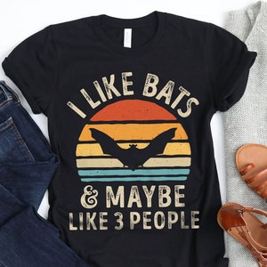 I Like Bats Retro Shirt / Bat Shirt / Bat Gifts / Bat Lover Gift / Vintage Sunset / Animal Lovers / Bat Print Art / Tank Top / Hoodie